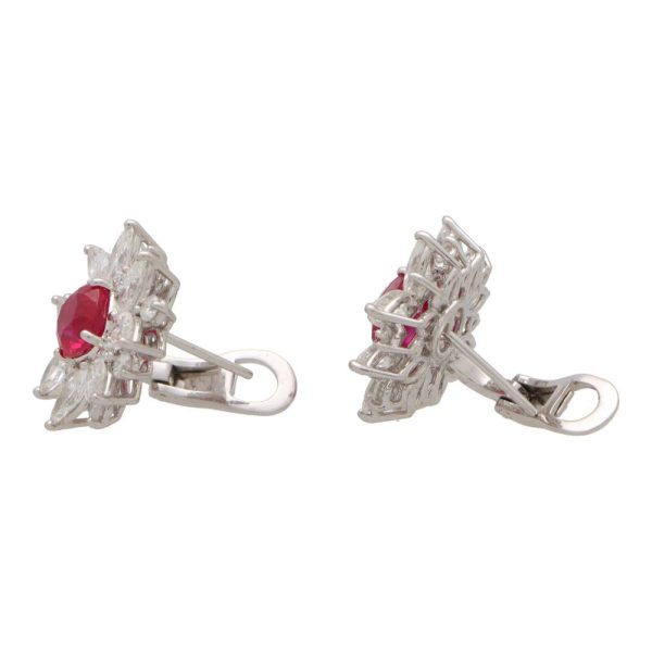 ruby earrings peg and clip fittings