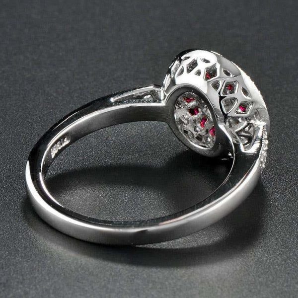 Diamond and Ruby Target Cluster Engagement Ring in Platinum