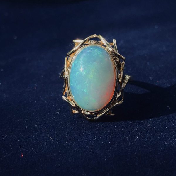 6.50ct Oval Ethiopian and Gold Cluster Birds Nest Cocktail Ring