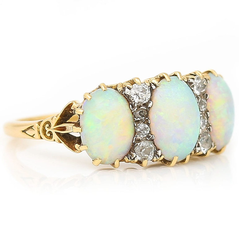 Buy Victorian Clover Opal Ring in Rose Gold in 18k, Antique Opal Ring,  Victorian Jewelry, Lucky Clover, Arlequin Opal Maison Mohs Online in India  - Etsy