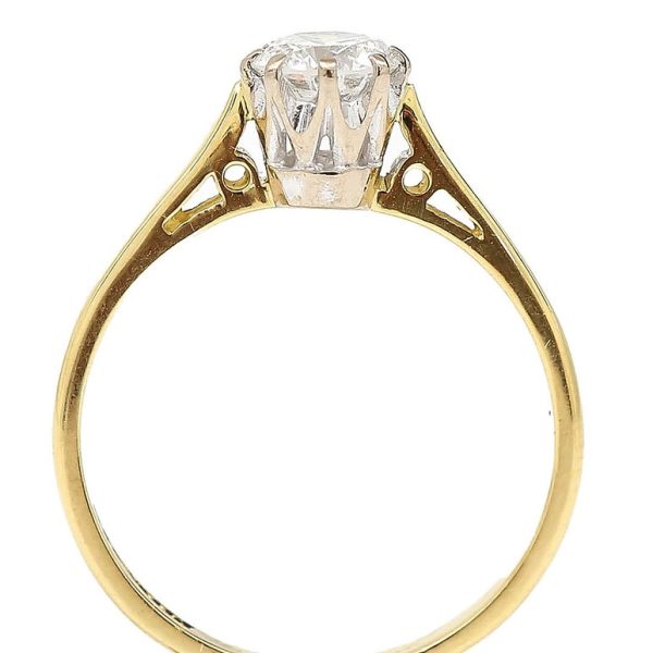 Vintage 0.60ct Brilliant Cut Diamond Solitaire Engagement Ring in 18ct Gold and Platinum
