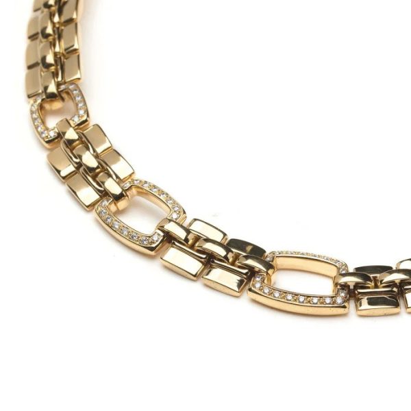 Vintage Italian Diamond Set Gold Collar Necklace