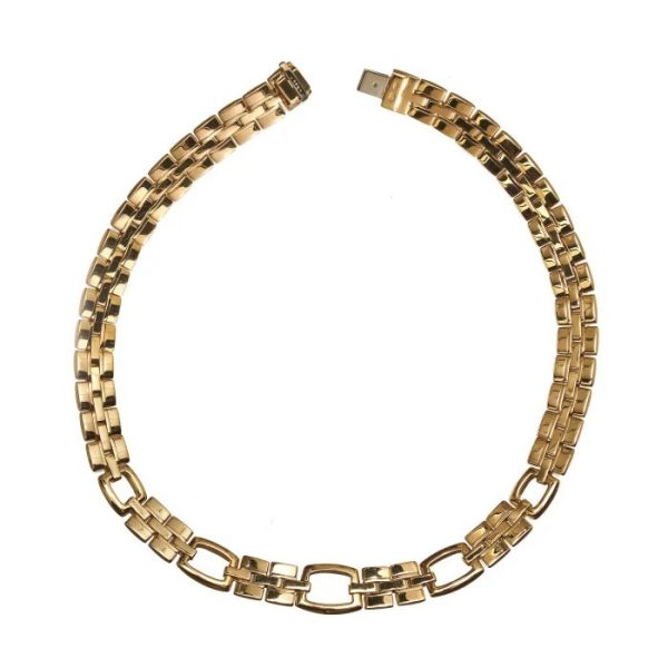 Vintage Italian Diamond Set 18ct Yellow Gold LInk Collar Necklace