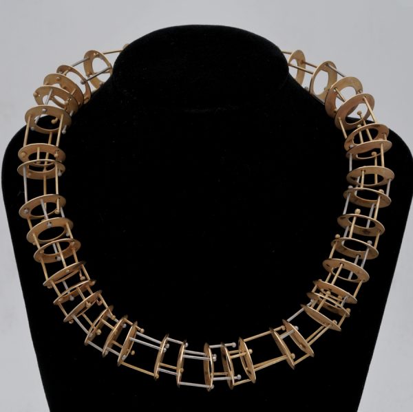 Modernist French Retro Avant Garde 18ct Gold Structural Collar Necklace