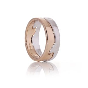 Georg Jensen Fusion 2 Piece Stack Ring In 18 Carat White And Rose Gold