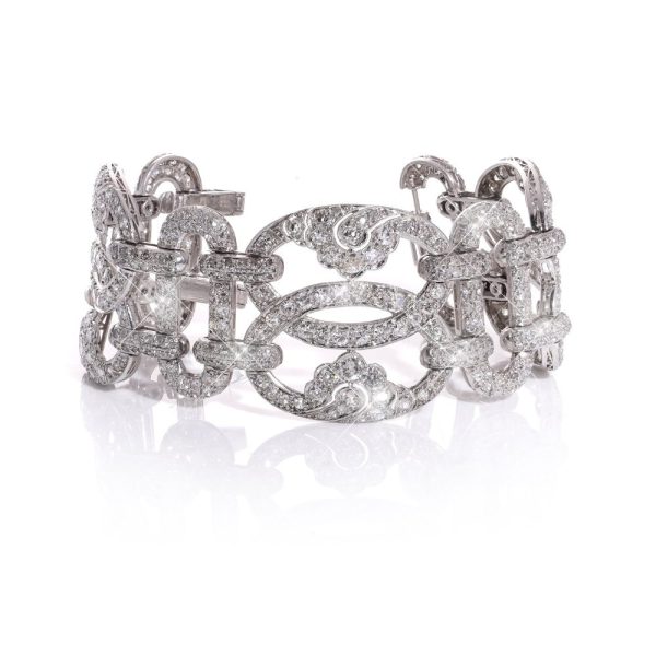 Art Deco platinum and diamond link bracelet.