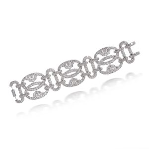 Art Deco Platinum 13.38 Carats Of Diamonds Link Bracelet