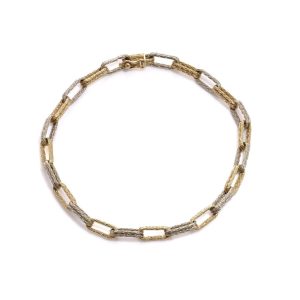 Link Chain Bracelet With Textured Wire Design In 18 Carat Gold