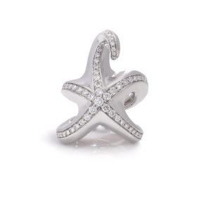 Boucheron 18 Carat White Gold Starfish Ring Set With Brilliant Cut Diamonds