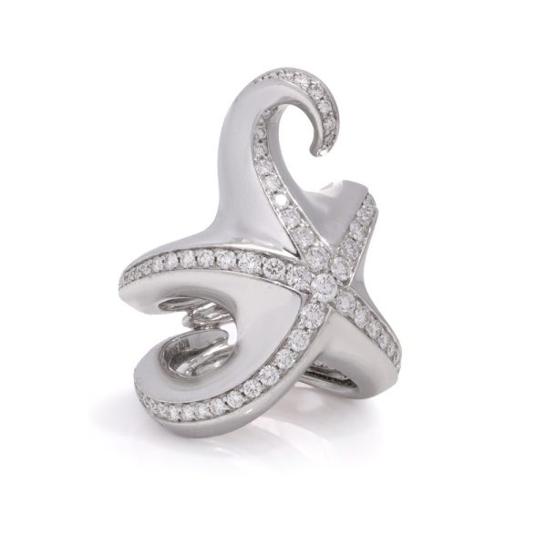 Boucheron gold starfish ring set diamonds.