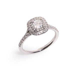 Tiffany & Co Diamond Halo Ring Set In Platinum