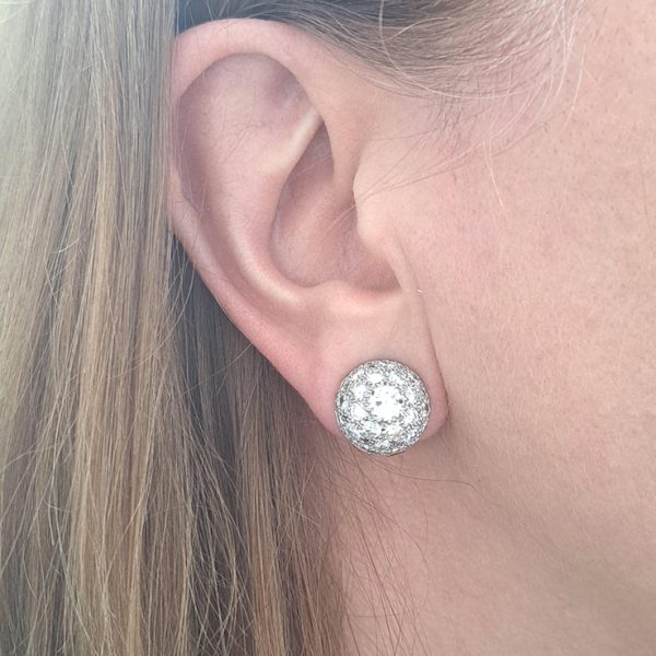 Art Deco 4ct Diamond Bombe Cluster Earrings in platinum