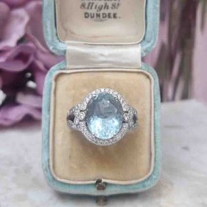 Aquamarine and Diamond Cluster Dress Ring, 4.63 carats