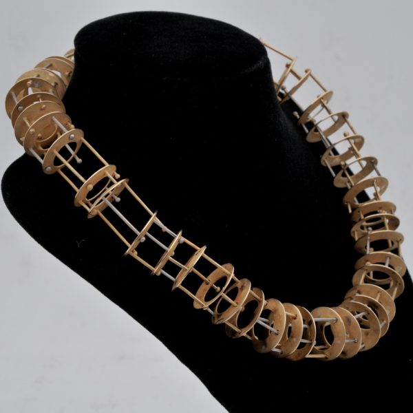 Modernist French Retro Avant Garde 18ct Gold Structural Collar Necklace
