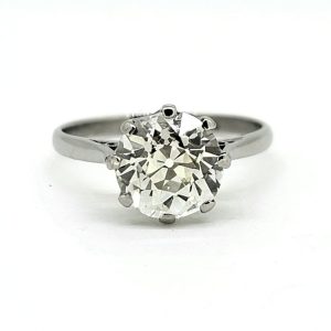 2.55cts Old Cut Solitaire Diamond Engagement Ring in Platinum