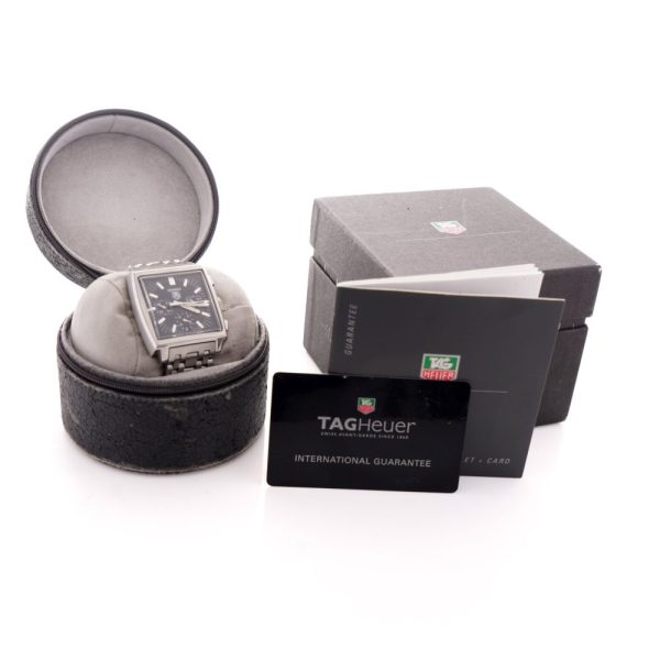 Tag Heuer Monaco Stainless Steel CW2111-0 Automatic Watch, 38 mm case black chronograph dial, Circa 2011