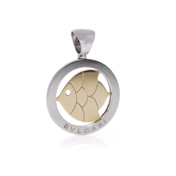Bvlgari gold and stainless steel golden fish pendant.