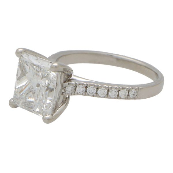 5.02ct Princess Cut Diamond and Platinum Ring with Certificate