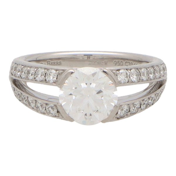 De Beers Vintage GIA Certified Annabel Diamond Platinum Ring