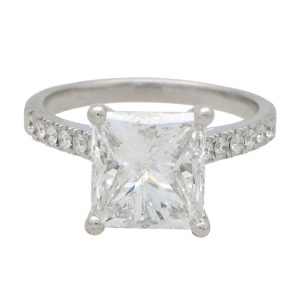 5.02ct Certified Princess Cut Diamond and Platinum Ring