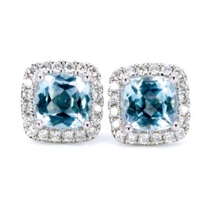 Topaz and diamond stud earrings in white gold.