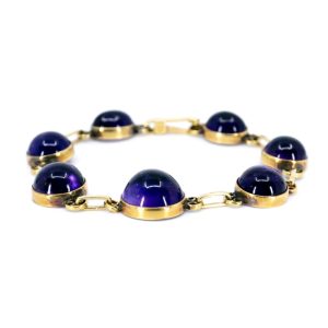 Victorian Amethyst Link Bracelet In 18 Carat Yellow Gold