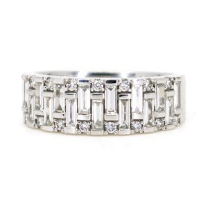 Contemporary Diamond Ring In 18 Carat White Gold