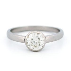 Vintage Solitaire Diamond Engagement Ring In Platinum