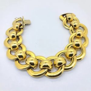Retro Design 18ct Yellow Gold Fancy Circle Link Slinky Rollerball Bracelet