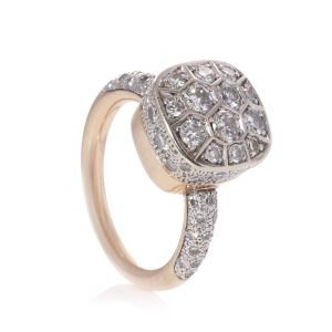 Pomellato diamond ring in white and rose gold.