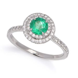 Tiffany & Co ladies emerald and diamond ring in platinum.