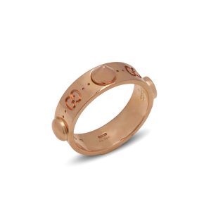 Gucci Iconic Band Ring With Studs In 18 Carat Rose Gold