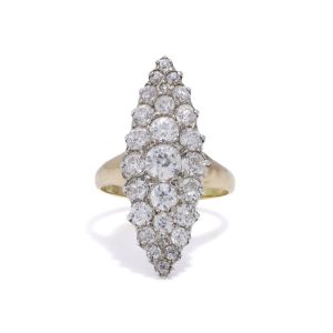 Antique Victorian Diamond Cluster Ring In 18 Carat Gold And Silver