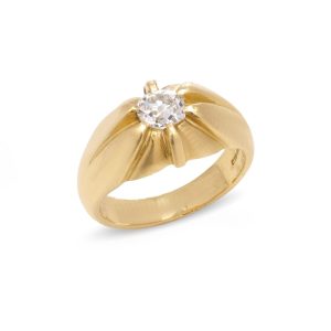 Vintage 18 Carat Yellow Gold Men’s Diamond Solitaire Ring