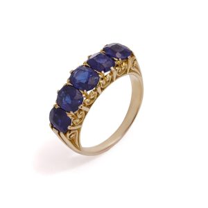 Victorian five-stone sapphire ring in gold.