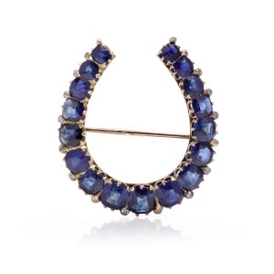 Victorian sapphire and diamond brooch in gold.