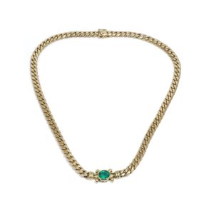 Theo Fennell gold and emerald necklace.