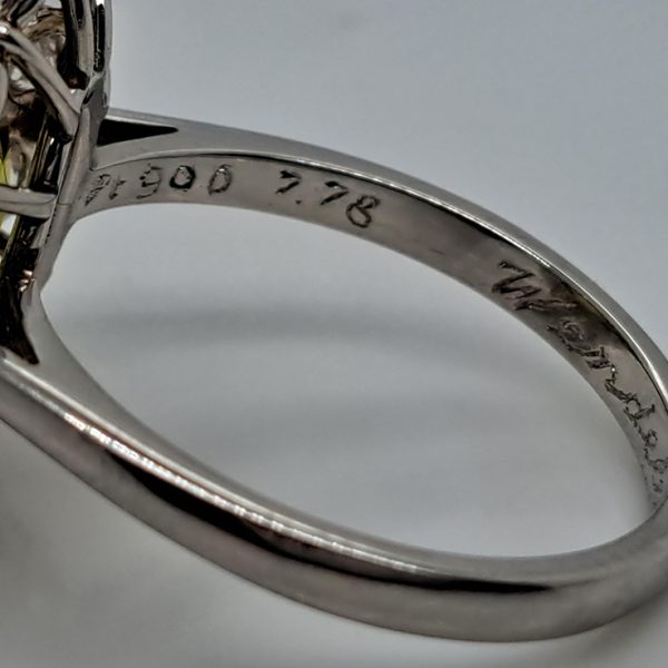 Fine 7.78ct Sphene and 2.56ct Diamond Cluster Ring in Platinum rare gemstone