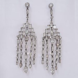 6.5ct Marquise and Baguette Diamond Tassel Drop Earrings