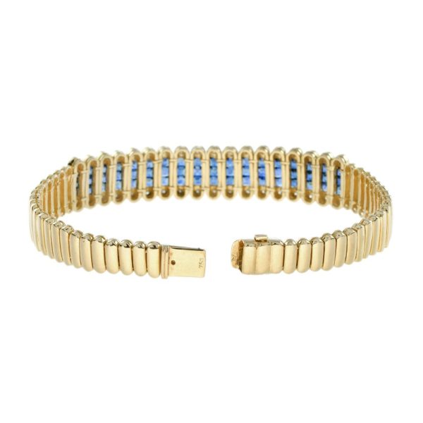 4.09ct French Cut Sapphire and Diamond Bracelet in 18ct Yellow Gold