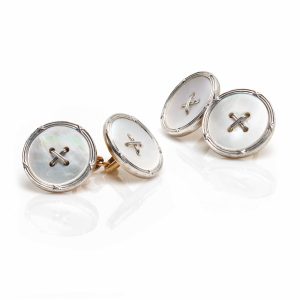 Mother of pearl Edwardian cufflinks in platinum and gold.