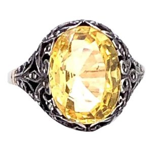Victorian Antique 4.80ct Natural Yellow Sapphire Ring, Circa 1880s