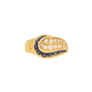 Mauboussin Diamond and Sapphire Ring in 18 Carat Yellow Gold