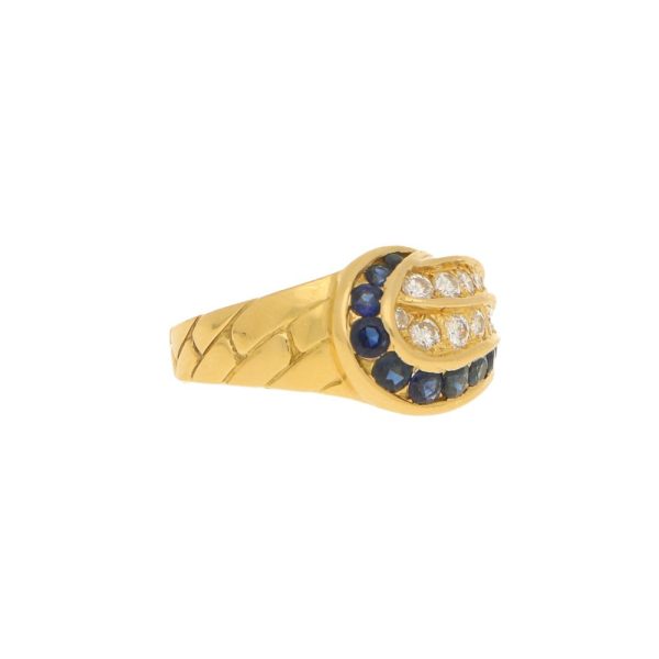 Diamond and sapphire ring set in gold.