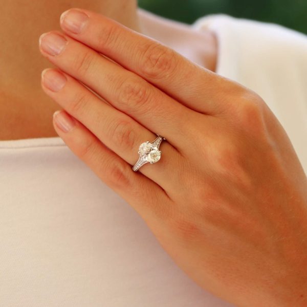 2.01 carat diamond ring set in platinum.