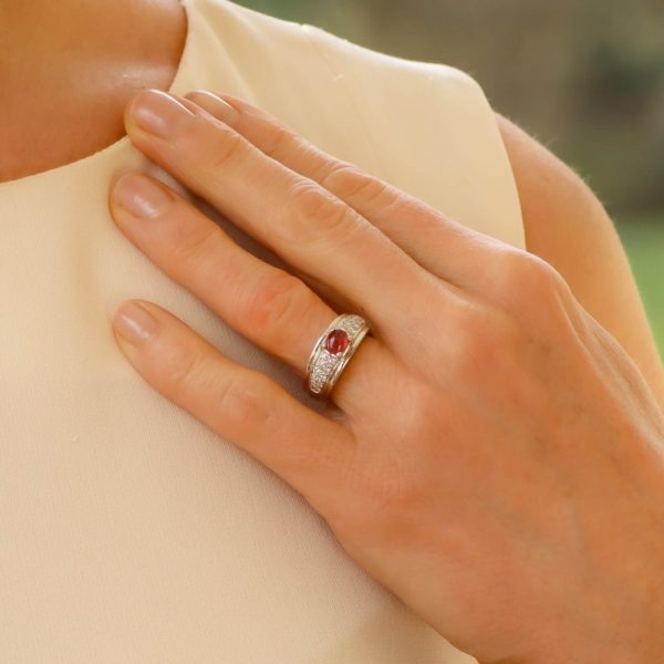A Boucheron ruby and diamond set platinum ring