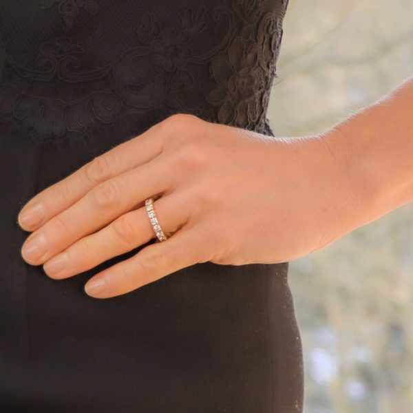A diamond full eternity gold ring.