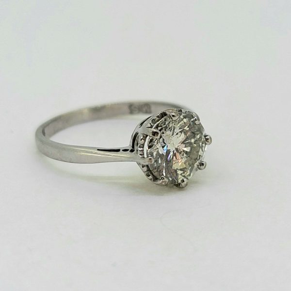 Vintage 1.71ct Diamond Solitaire Engagement Ring in 18ct White Gold Hallmark 1976