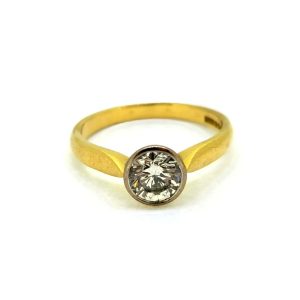 Vintage 1.02ct Diamond Solitaire Engagement Ring in Platinum and 18ct Yellow Gold