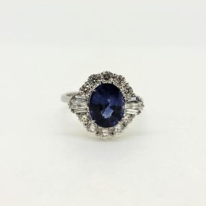 2.80ct Oval Sapphire and Diamond Cluster Dress Ring